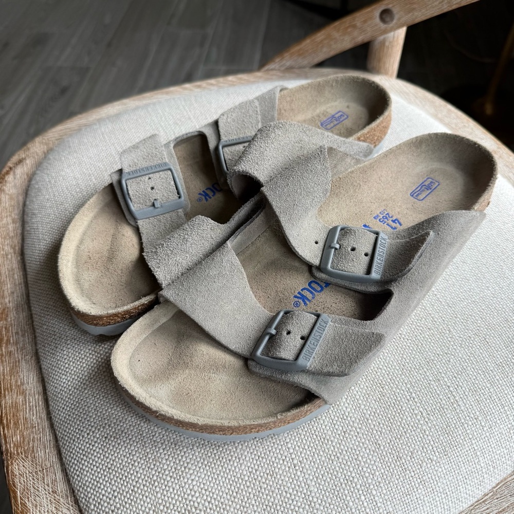 Birkenstock Suede leather Arizona soft footbed stone coin sandal